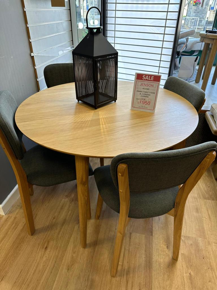Jenson Round 110cm Dining Table & 4 Dining Chairs