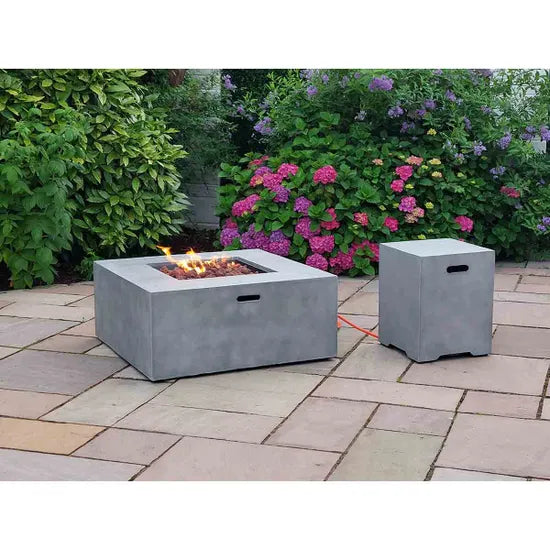 Square Firepit with Gas Bottle Cover